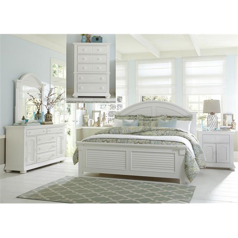 Liberty Furniture - Summer House I 5 Piece King Panel Bed, Dresser & Mirror, Chest, Night Stand Set - 607-BR-KPBDMCN
