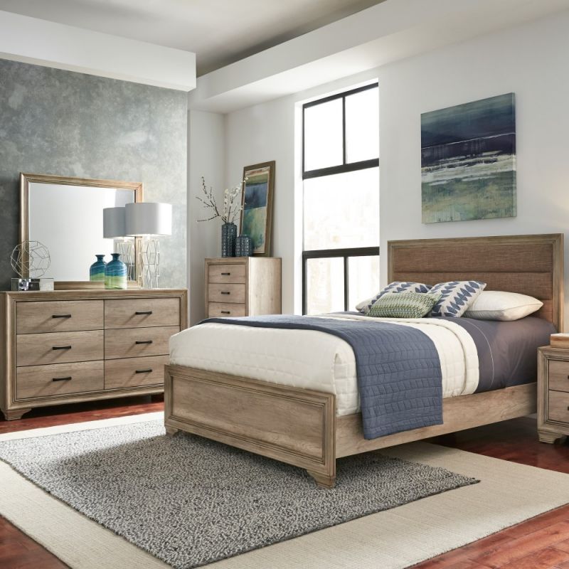 Liberty Furniture - Sun Valley 3 Piece Full Uph Bed, Dresser & Mirror Set - 439-BR-FUBDM