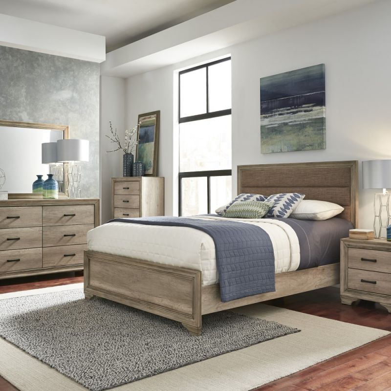 Liberty Furniture - Sun Valley 5 Piece Queen Uph Bed, Dresser & Mirror, Chest, Nightstand Set - 439-BR-QUBDMCN