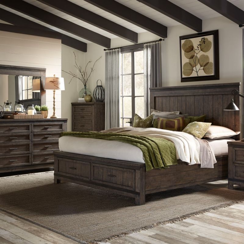 Liberty Furniture - Thornwood Hills 4 Piece Queen Storage Bed, Dresser & Mirror, Chest Set - 759-BR-QSBDMC