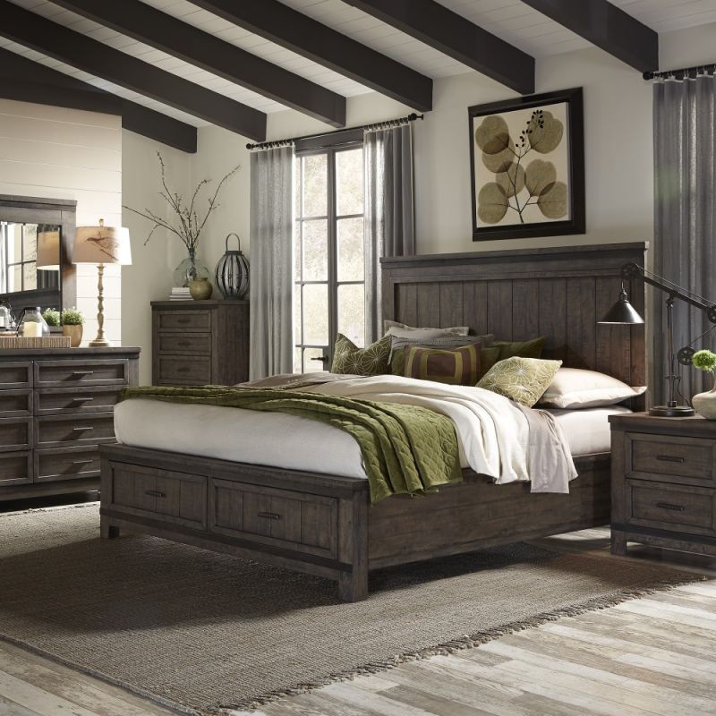Liberty Furniture - Thornwood Hills 4 Piece Queen Storage Bed, Dresser & Mirror, Nightstand Set - 759-BR-QSBDMN