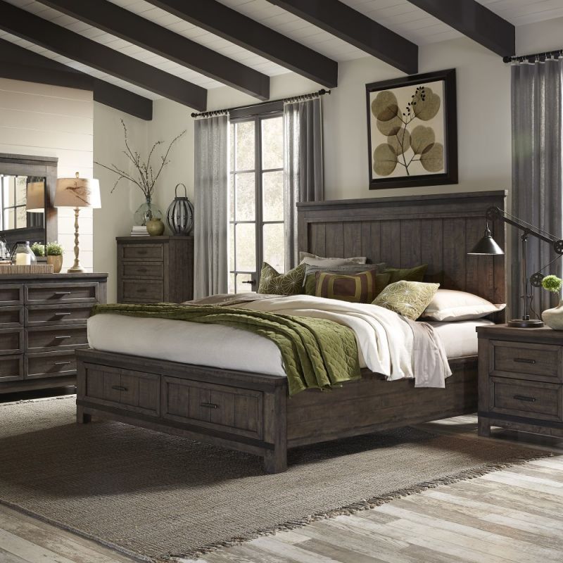 Liberty Furniture - Thornwood Hills 4 Piece Queen Two Sided Storage Bed, Dresser & Mirror, Nightstand Set - 759-BR-Q2SDMN