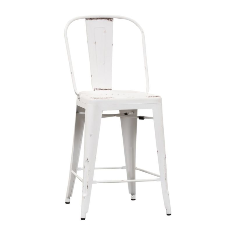 Liberty Furniture - Vintage Series Bow Back Counter Chair - Antique White (Set of 2) - 179-B350524-AW