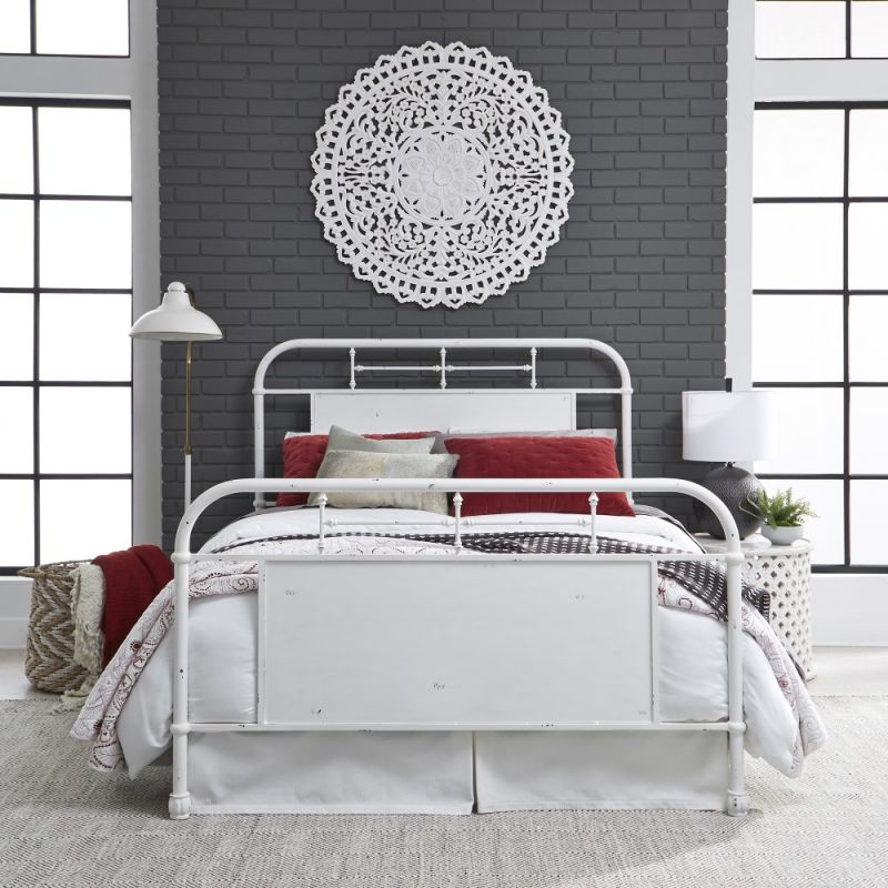 Liberty Furniture - Vintage Series Queen Metal Bed - Antique White - 179-BR13HFR-AW