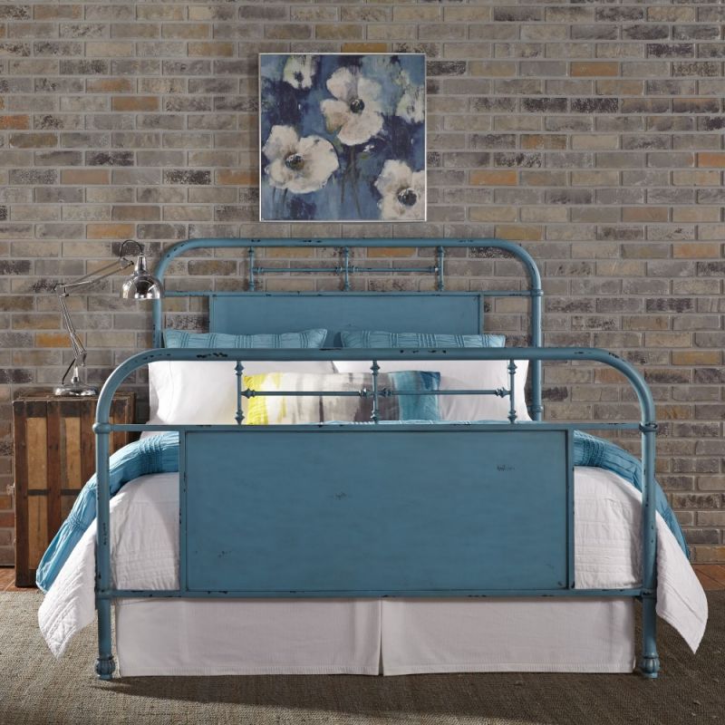 Liberty Furniture - Vintage Series Queen Metal Bed - Blue - 179-BR13HFR-BL - CLOSEOUT