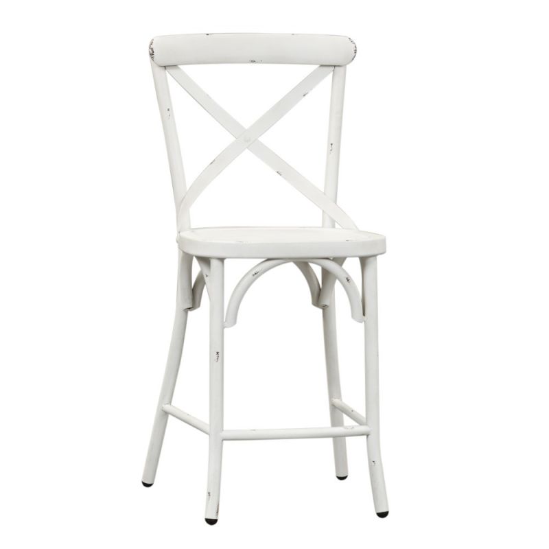 Liberty Furniture - Vintage Series X Back Counter Chair - Antique White (Set of 2) - 179-B300524-AW