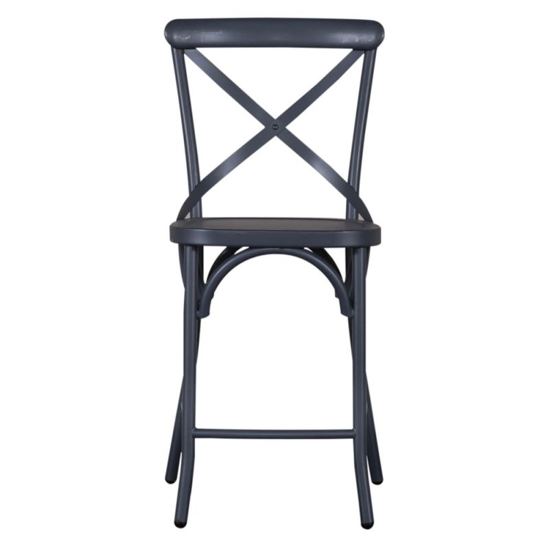 Liberty Furniture - Vintage Series X Back Counter Chair- Navy (Set of 2) - 179-B300524-N