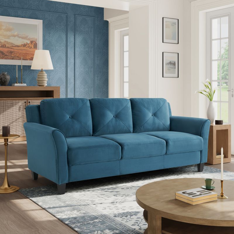 Lifestyle Solutions - Highland Sofa with Curved Arms, Blue - CCHRFKS3BLUVA