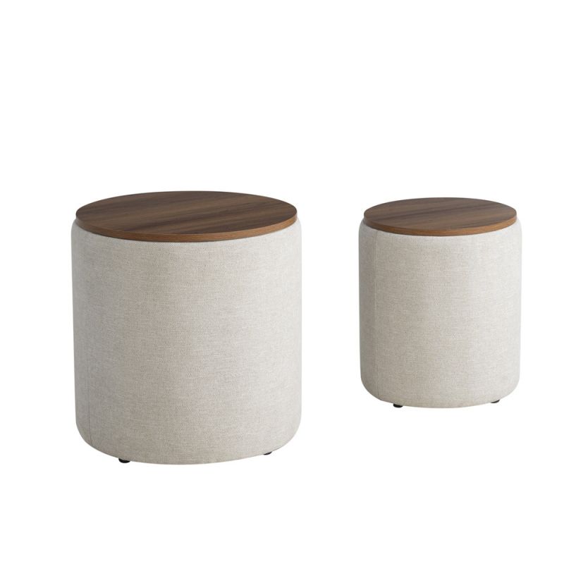 Lifestyle Solutions - Studio Living Argon Storage Ottomans, 2pc Set, Linen - 516A015LIN