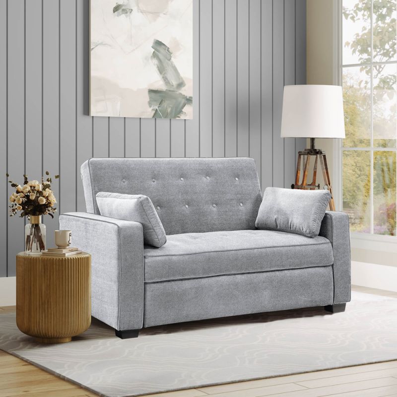 Serta - Gentry Convertible Sofa, Queen Size, Light Grey by Lifestyle Solutions - SAAGSQS3BU3143
