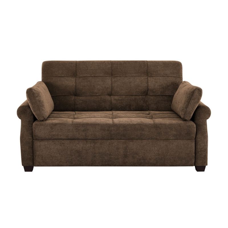 Serta - Hailey Convertible Sofa, Queen Size, Brown by Lifestyle Solutions - SA-HPTSA3TM3008