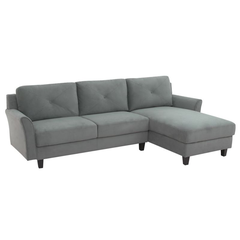 Lifestyle Solutions - Lifestyle Solutions Highland Sectional Sofa with Curved Arms, Dark Grey - HRF-SECT-DGVA