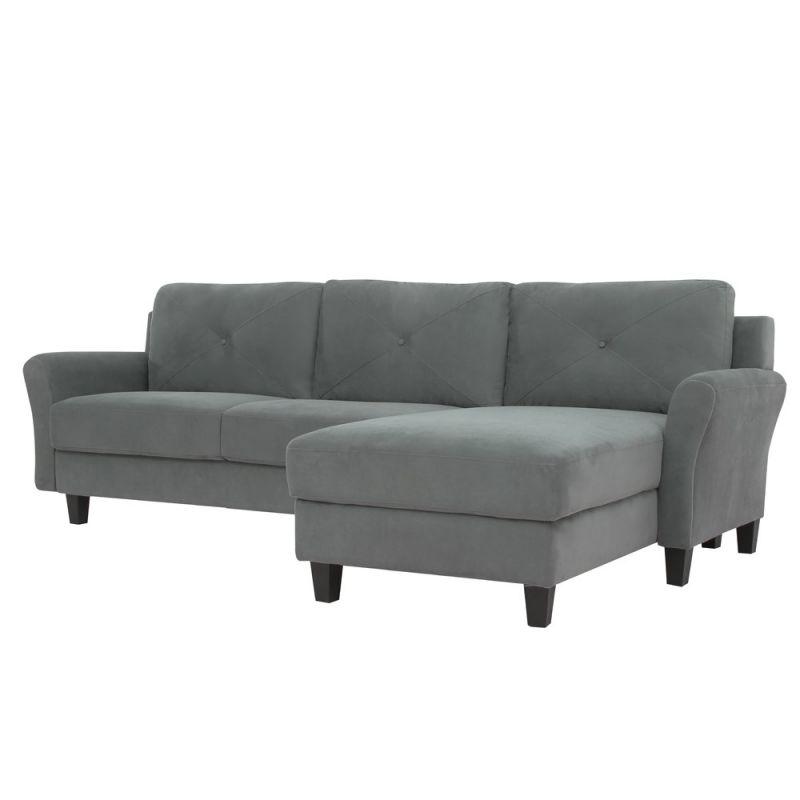 Lifestyle Solutions - Lifestyle Solutions Highland Sectional Sofa with Rolled Arms, Dark Grey - HRF-SECT-DGRA