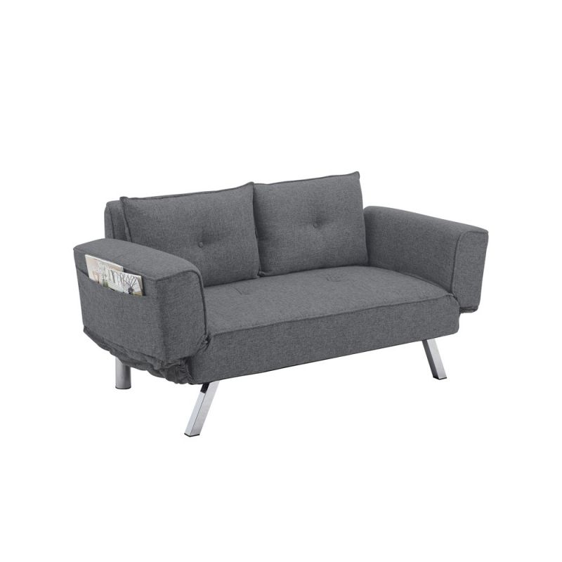 Serta - Monroe Convertible Futon with Adjustable Wing Arms, Dark Grey by Lifestyle Solutions - SC-MLCLU2012