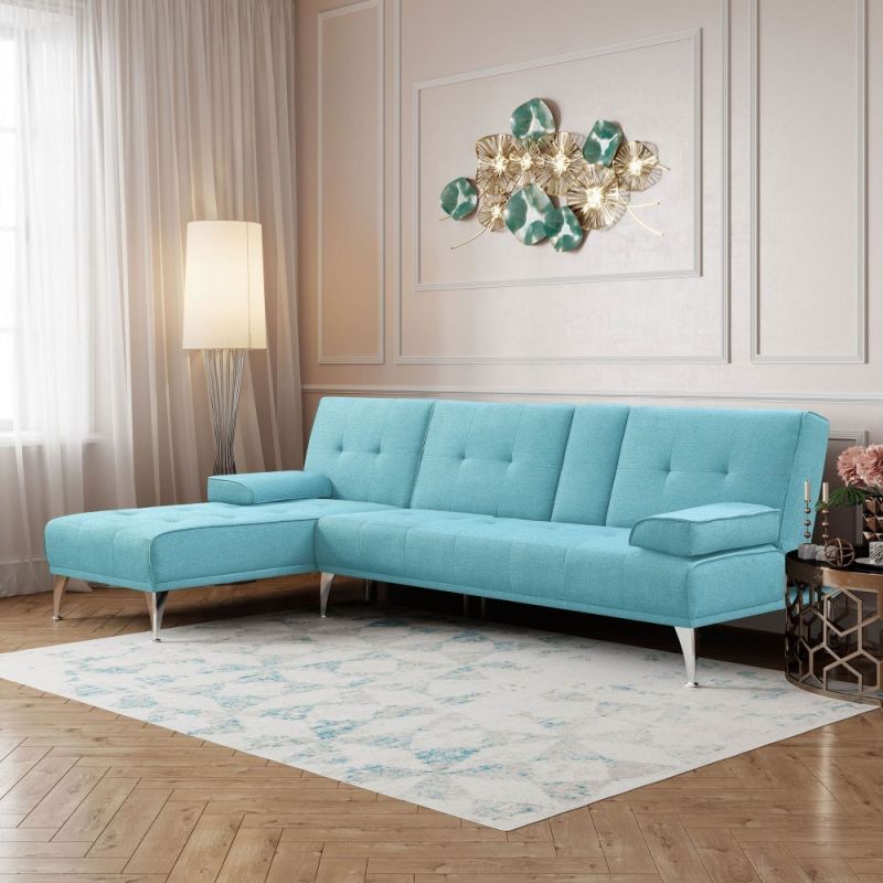Lifestyle Solutions - Serta Morgan Convertible Sectional Sofa with Reversible Chaise, Sky Blue - MLB-SECT-YUSB-SET