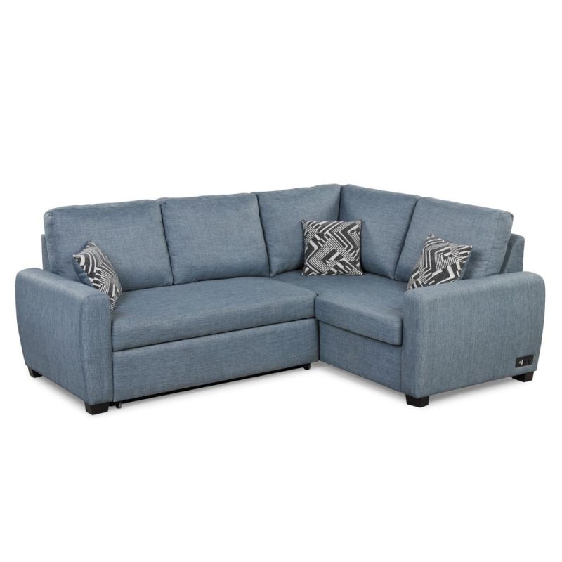 Lifestyle Solutions - Serta Sorenson Sectional Convertible Sofa with Power Outlet and USB Port, Blue - SAS-SEC-LBL-SET