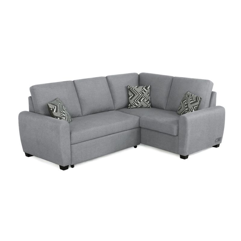 Lifestyle Solutions - Serta Sorenson Sectional Convertible Sofa with Power Outlet and USB Port, Light Grey - SAS-SEC-LG-SET