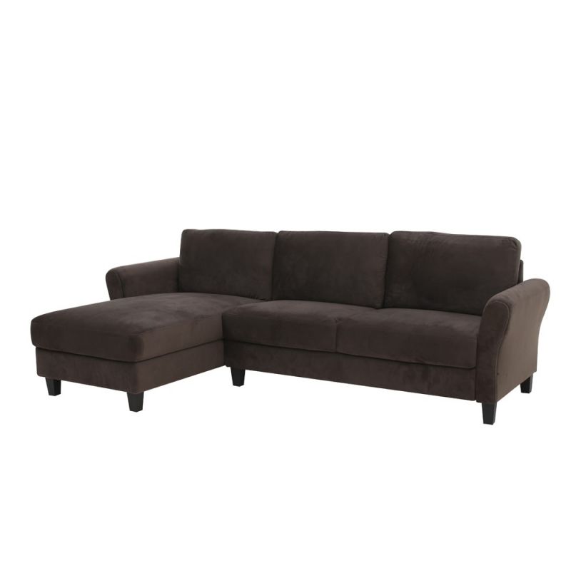Lifestyle Solutions - Lifestyle Solutions Westley Sectional Sofa with Rolled Arms, Coffee - WEN-SECT-CF-RA