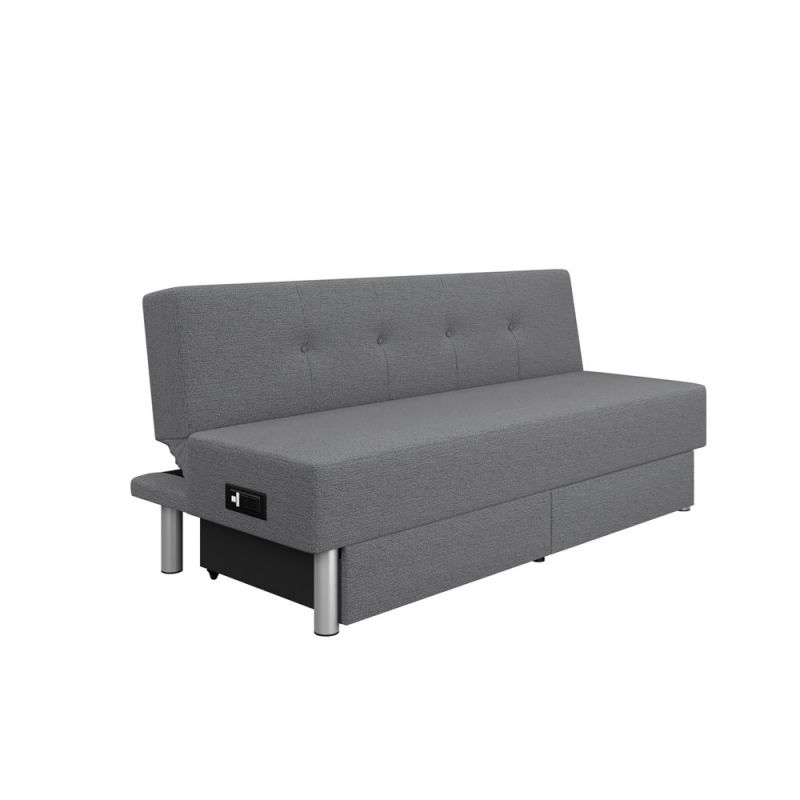 Lifestyle Solutions - Serta Wilson Convertible Storage Futon with Power Outlet and USB Port, Charcoal - SCWDSLU2012