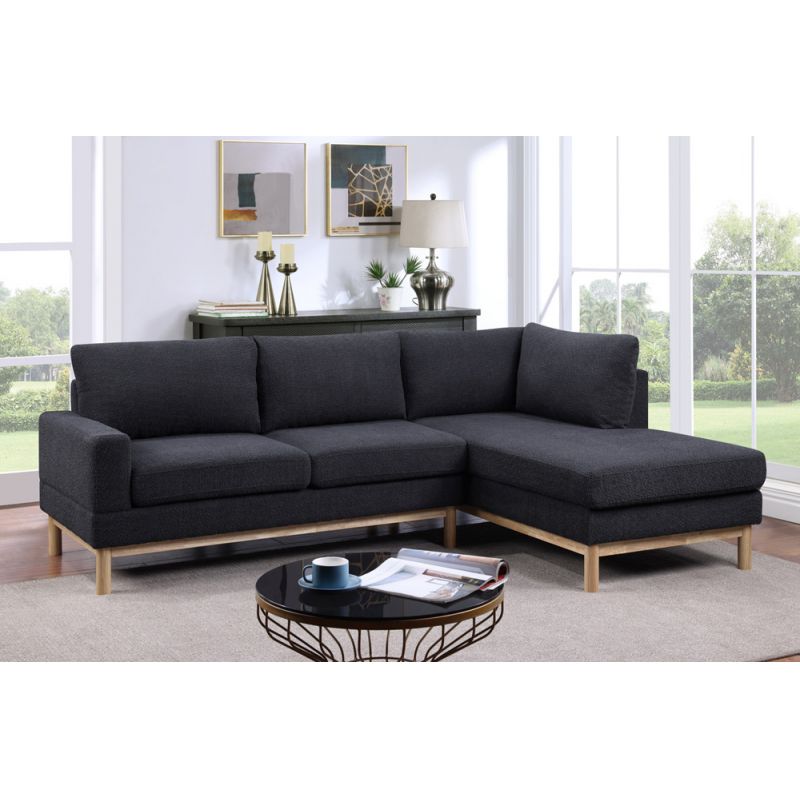 Lilola Home - Anisa Black Sherpa Sectional Sofa with Right-Facing Chaise - 83126