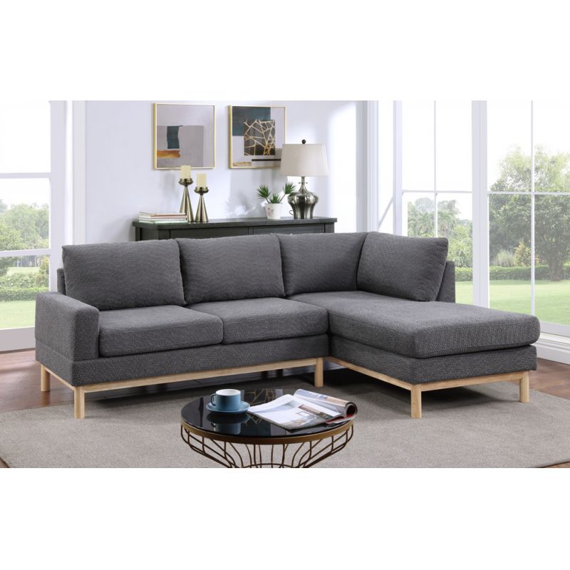 Lilola Home - Anisa Dark Gray Sherpa Sectional Sofa with Right-Facing Chaise - 83128