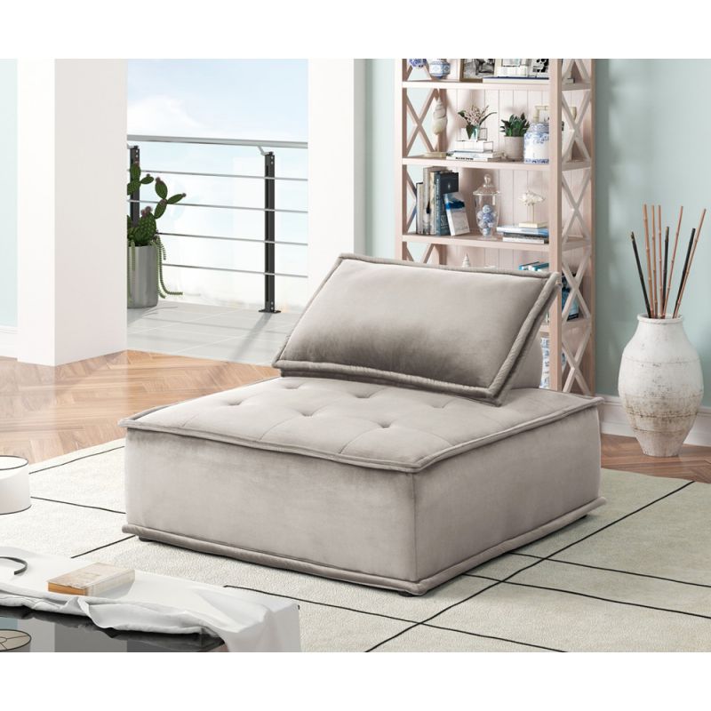 Lilola Home - Anna Light Gray Velvet Armless Lounge Chair - 81403