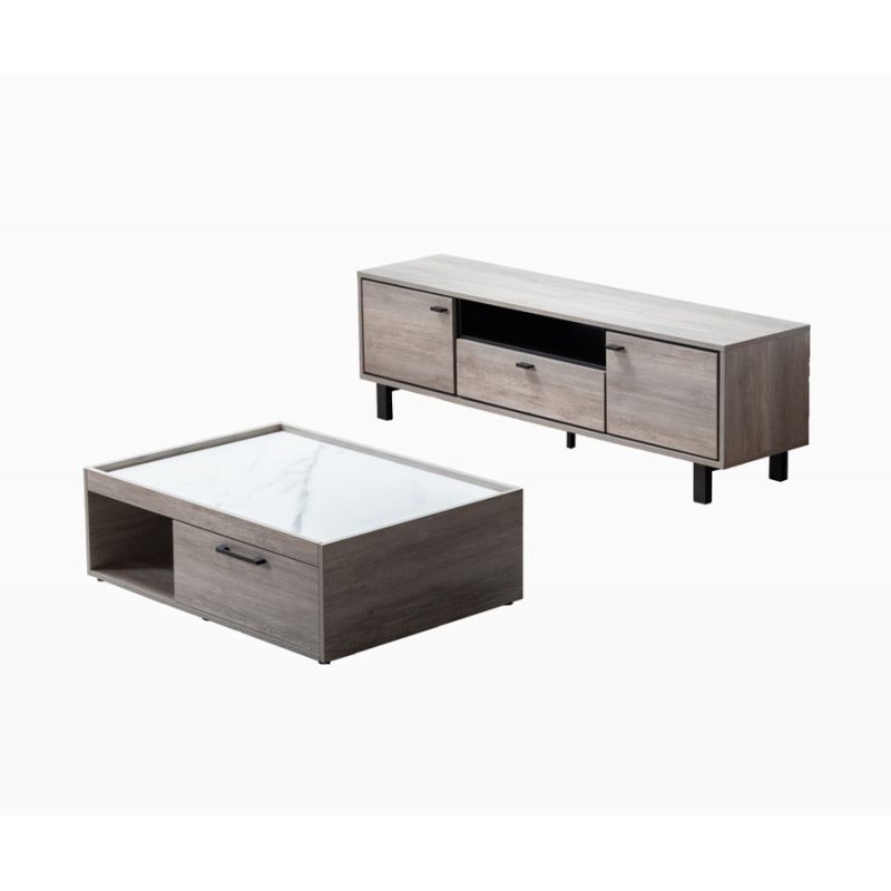 Lilola Home - Apollo Gray Oak Finish TV Stand and Coffee Table Set - 97000-TC
