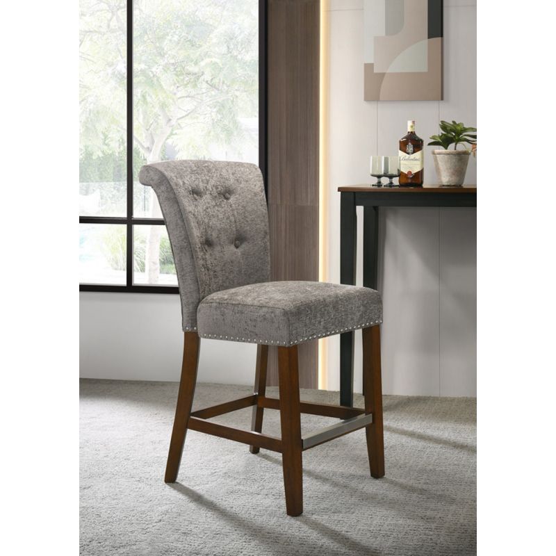 Lilola Home - Auggie - Gray Fabric Counter Height Chair with Nailhead Trim - 30516