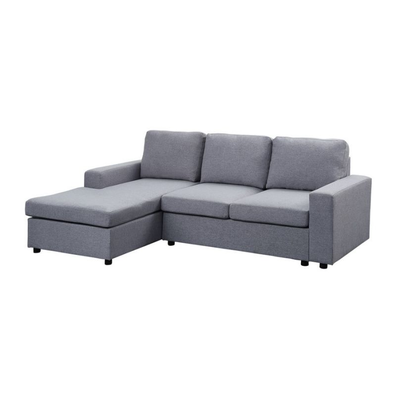 Lilola Home - Aurelle Light Gray Linen Reversible Sectional Sofa Chaise - 881802-1