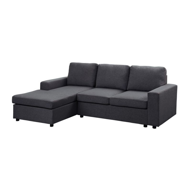Lilola Home - Aurelle Sofa with Reversible Chaise in Dark Gray Linen - 881801-1