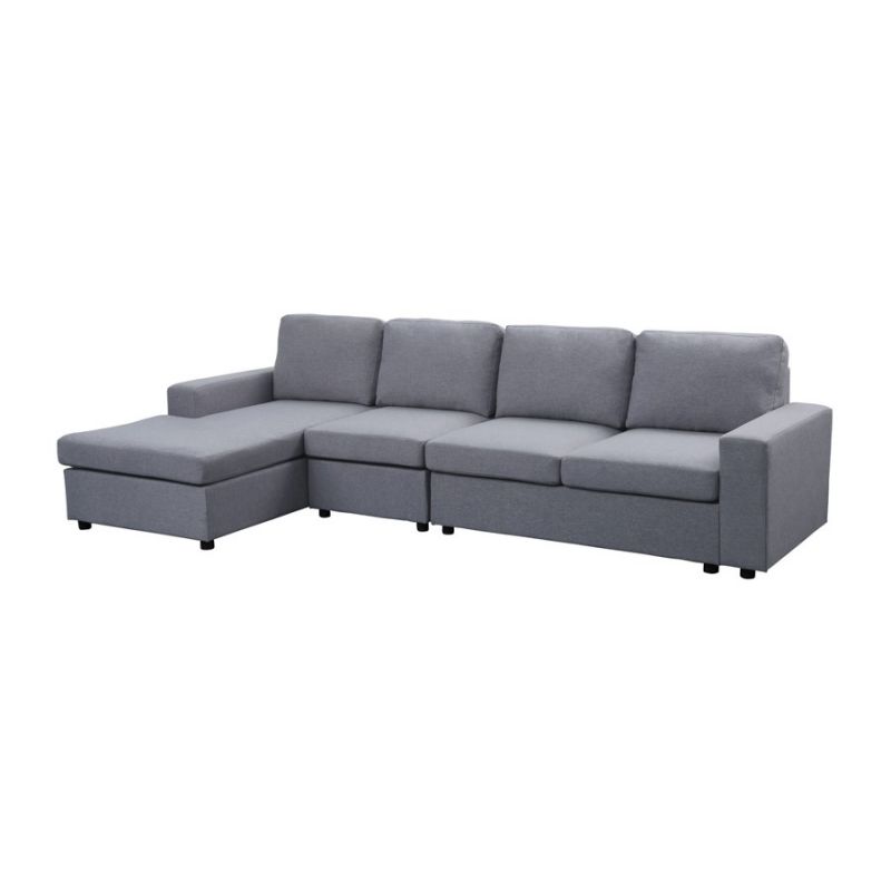 Lilola Home - Bailey Light Gray Linen Reversible Modular Sectional Sofa Chaise - 881802-2
