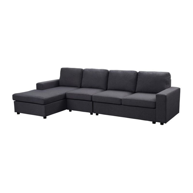 Lilola Home - Bailey Sofa with Reversible Chaise in Dark Gray Linen - 881801-2