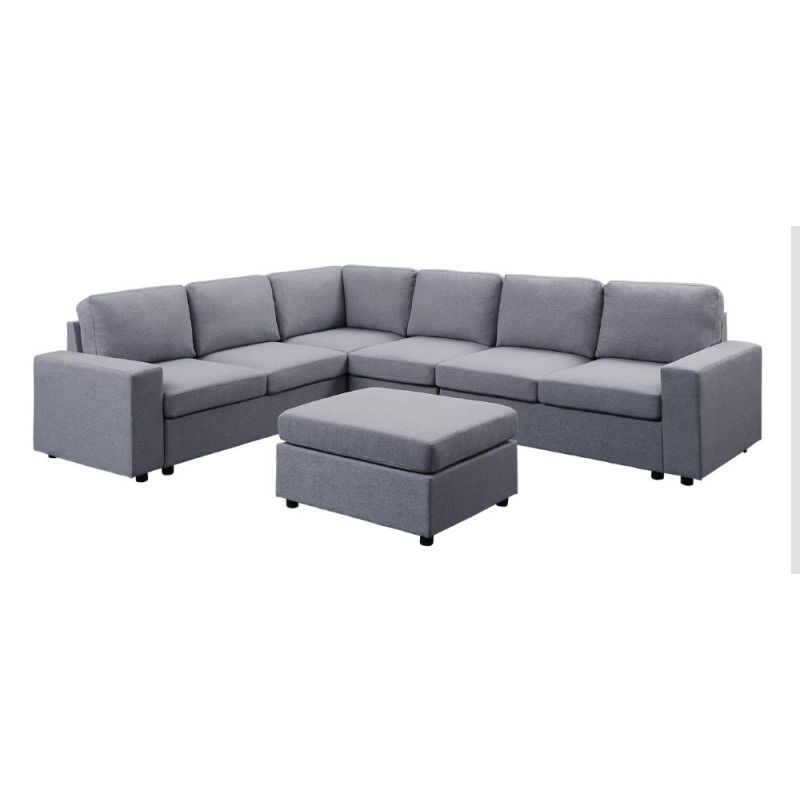 Lilola Home - Bayside Light Gray Linen 7 Seat Reversible Modular Sectional Sofa  - 81802-3