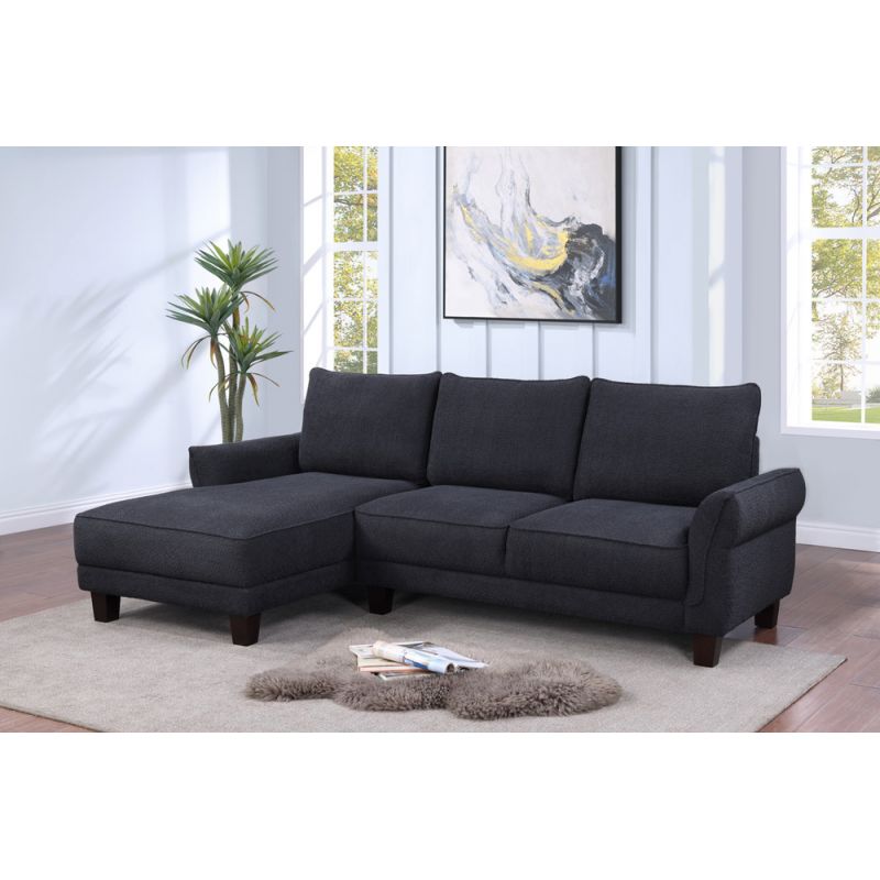 Lilola Home - Belle Black Sherpa Sectional Sofa with Left-Facing Chaise - 83120