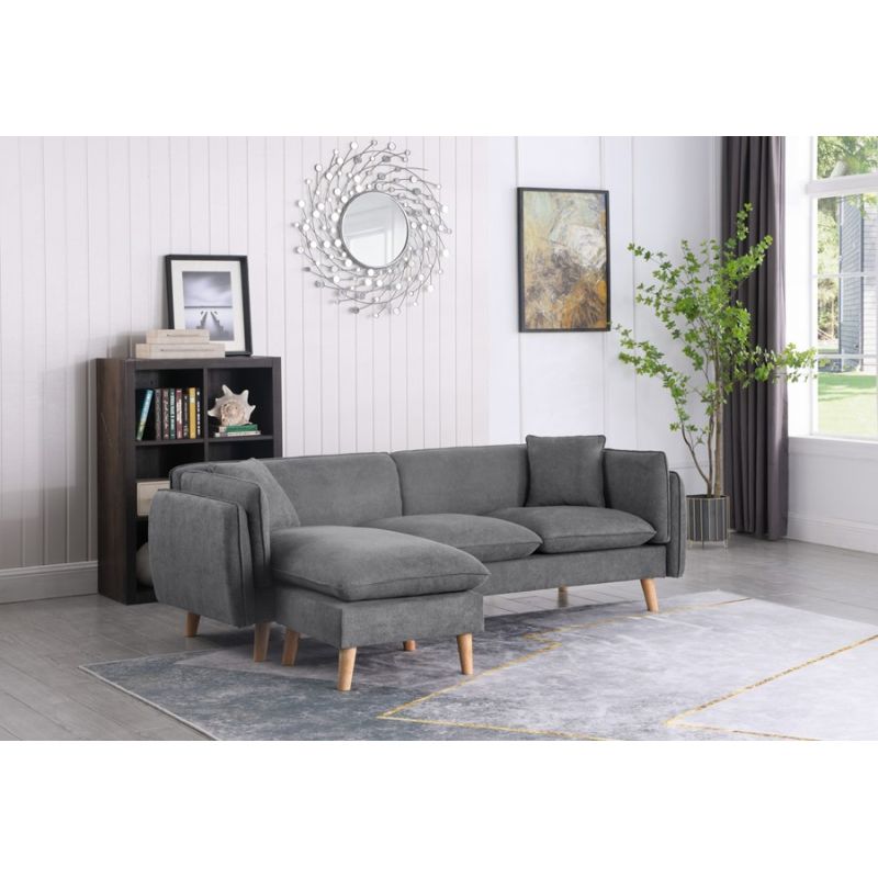 Lilola Home - Brayden Light Gray Fabric Sectional Sofa Chaise - 89641