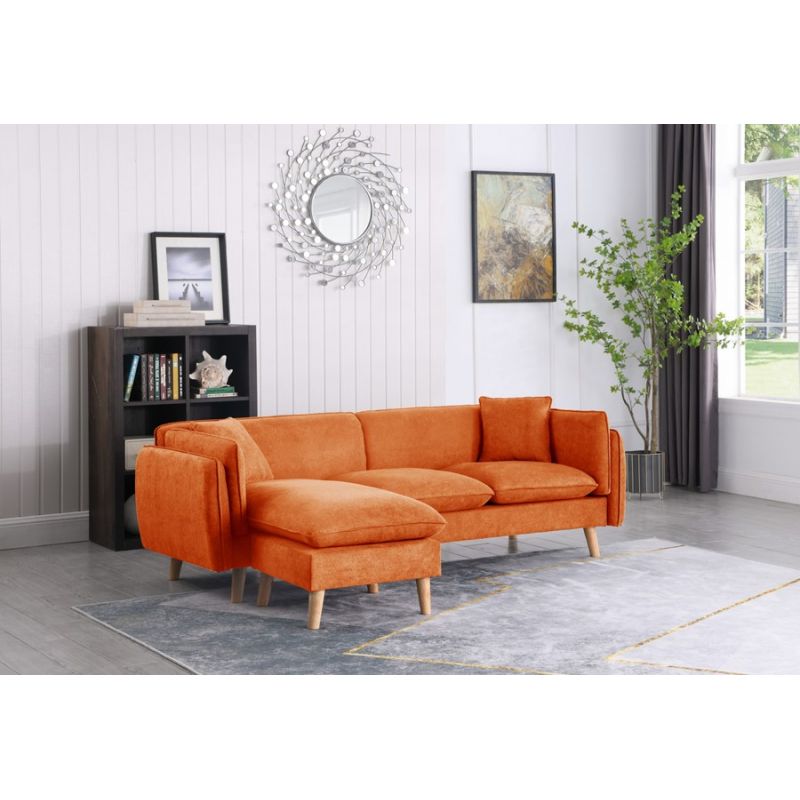 Lilola Home - Brayden Orange Fabric Sectional Sofa Chaise - 89642