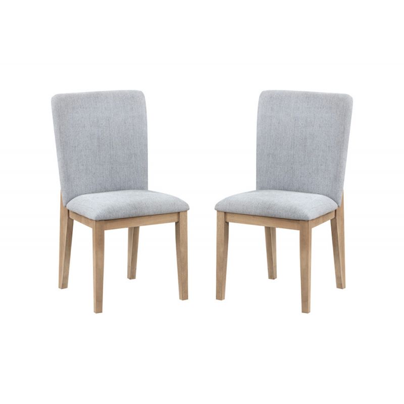 Lilola Home - Caspian (Set of 2) Gray Linen and Oak Finish Dining Chair - 30030-C