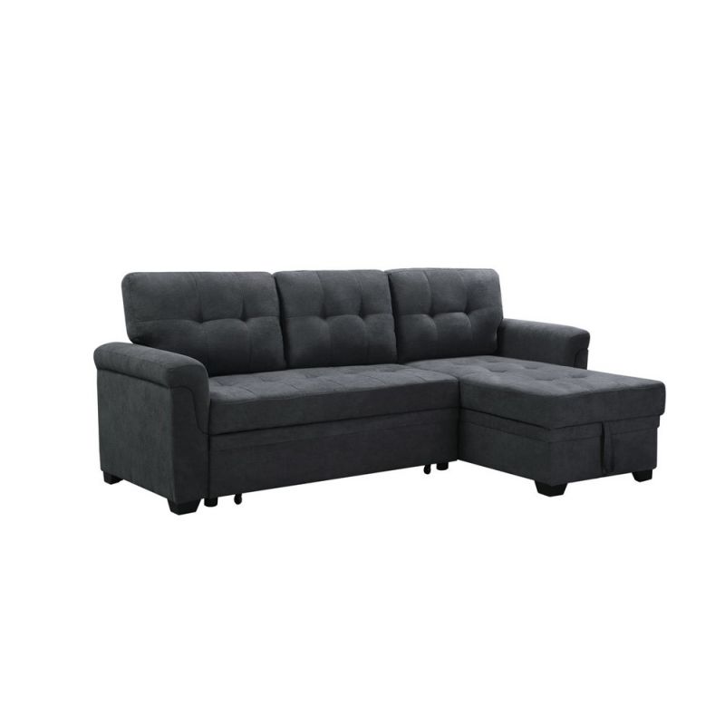 Lilola Home - Connor Dark Gray Fabric Reversible Sectional Sleeper Sofa Chaise with Storage - 889140