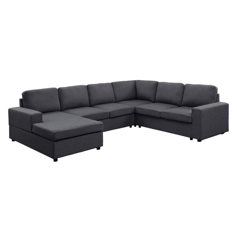 Lilola Home - Dakota Sectional Sofa with Reversible Chaise in Dark Gray Linen - 881801-4