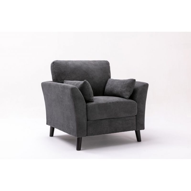 Lilola Home - Damian Gray Velvet Fabric Chair - 89728-C