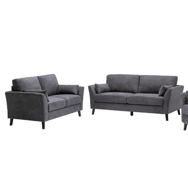 Lilola Home - Damian Gray Velvet Fabric Sofa Loveseat Living Room Set - 89728-SL