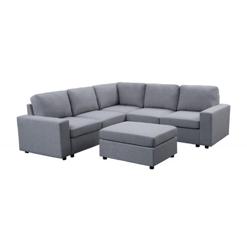 Lilola Home - Decker Light Gray Linen 6 Seat Reversible Modular Sectional Sofa - 81802-6