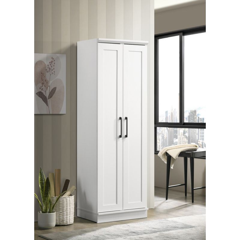 Lilola Home - Evelyn White Sleek Storage Cabinet with Framed Panel Design  - 96002