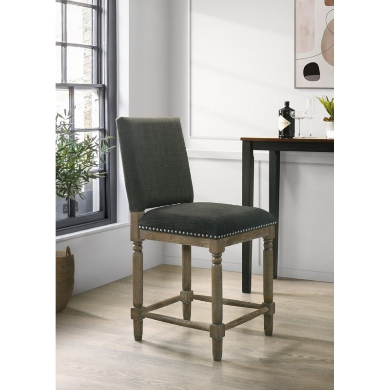 Lilola Home - Everton - Gray Fabric Counter Height Chair with Nailhead Trim - 30517