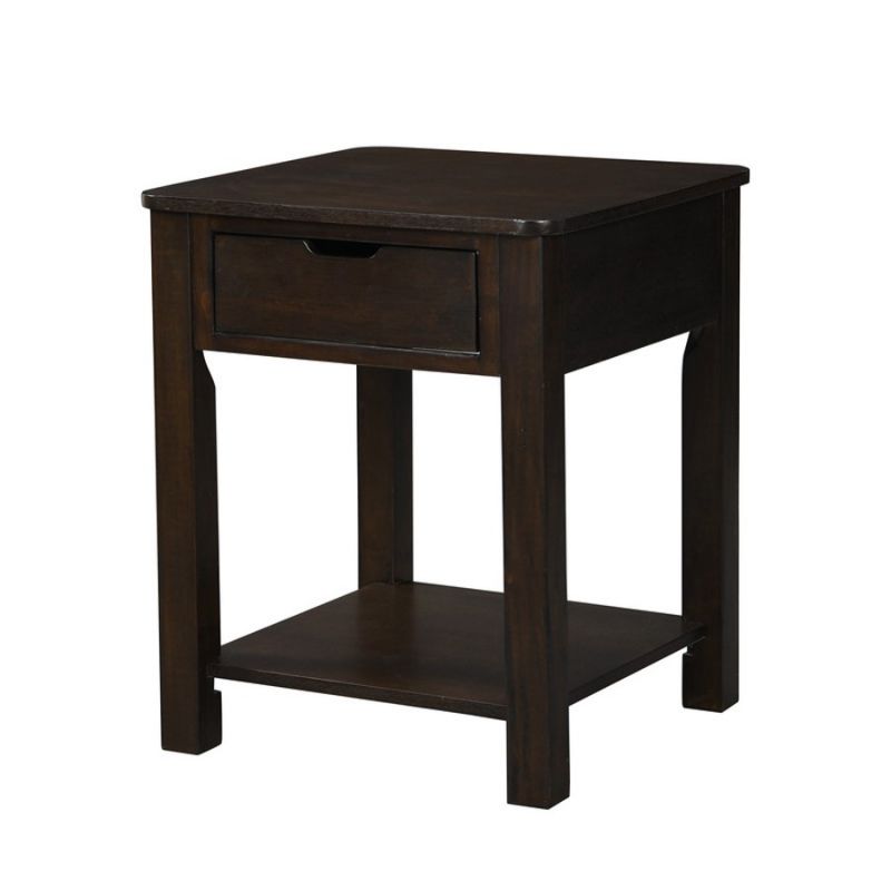 Lilola Home - Flora Dark Brown MDF End Table with Drawer - 98007
