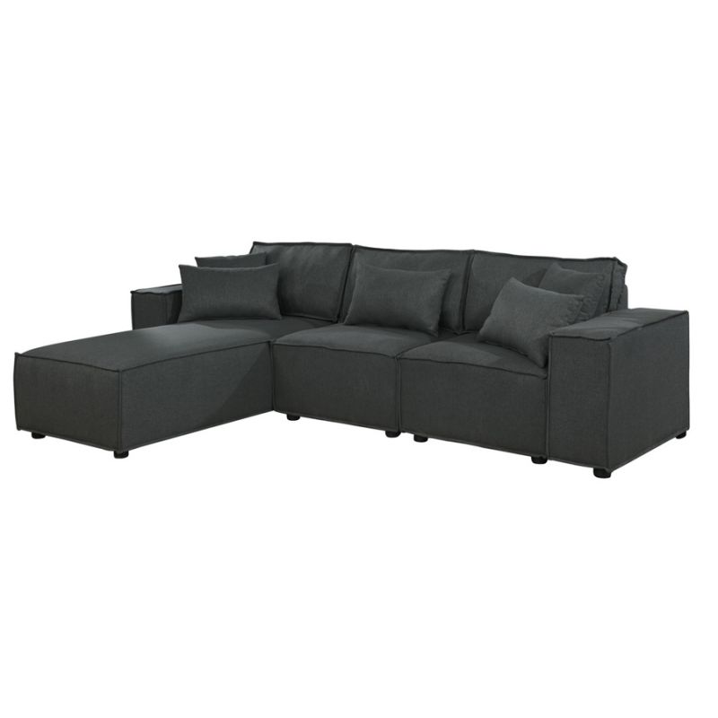 Lilola Home - Harvey Sofa with Reversible Chaise in Dark Gray Linen - 89117-1