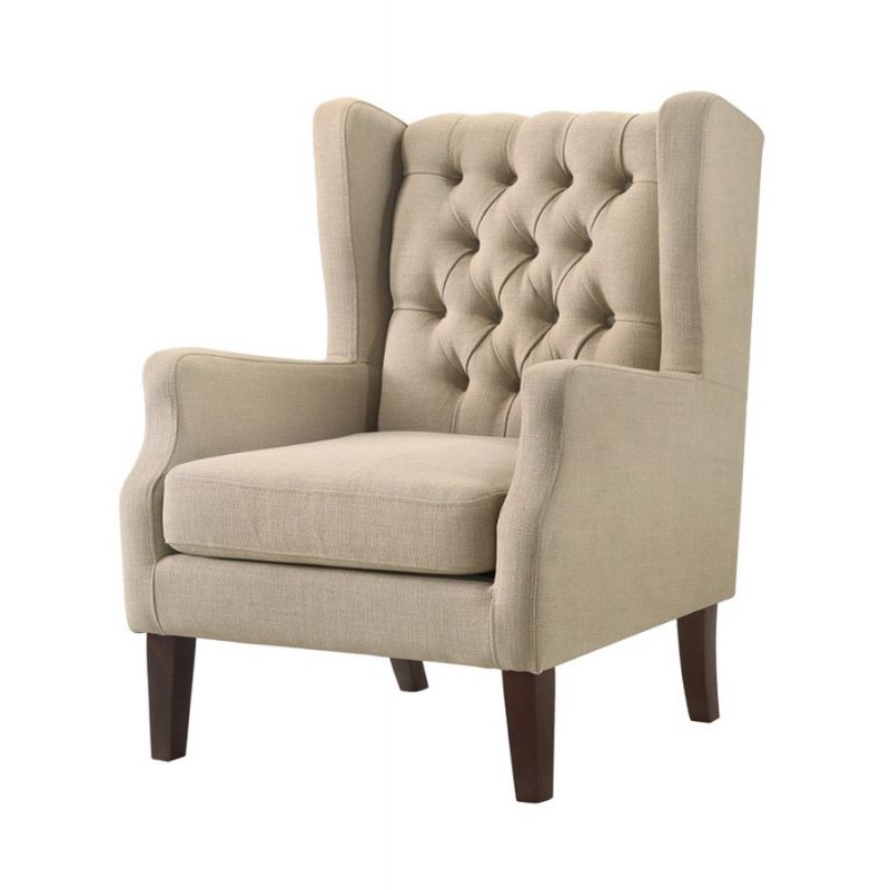 Lilola Home - Irwin Beige Linen Button Tufted Wingback Chair - 88862BE