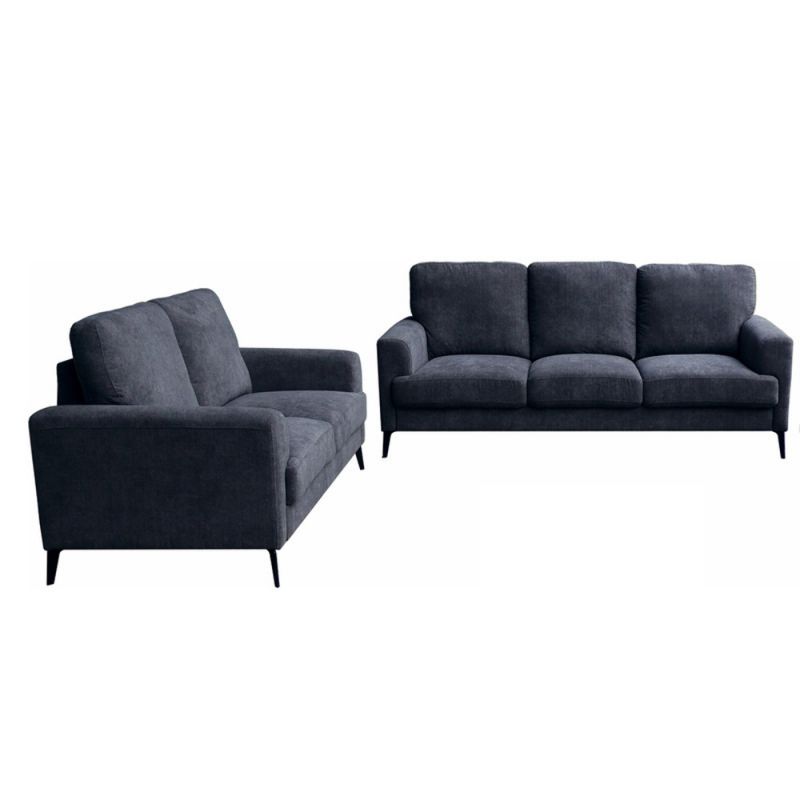 Lilola Home - Jackson Black Fabric Sofa Loveseat Living Room Set - 83003-SL