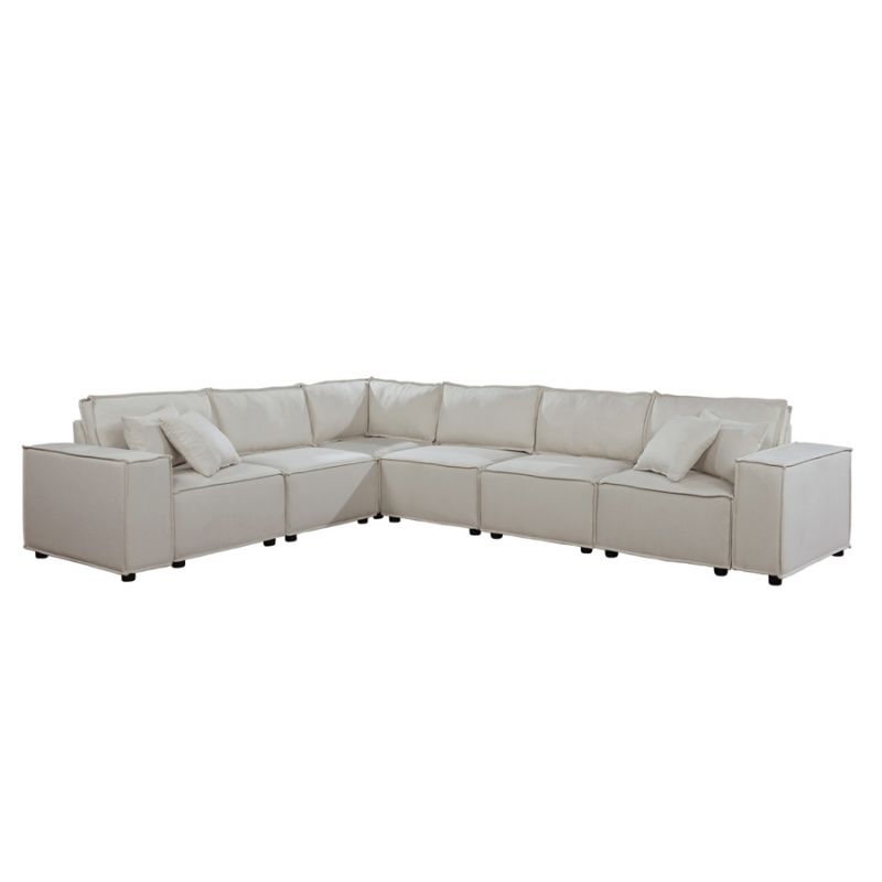 Lilola Home - Janelle Modular Sectional Sofa in Beige Linen - 89116-3