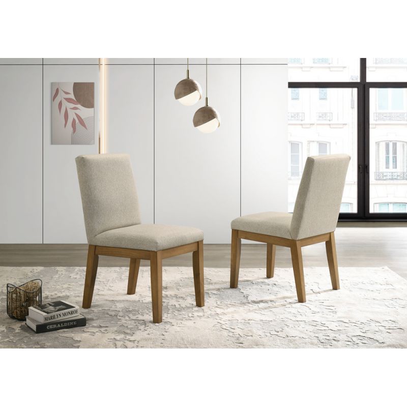 Lilola Home - Jasper (Set of 2) Driftwood Finish Contemporary Beige Fabric Dining Chair - 30018-C